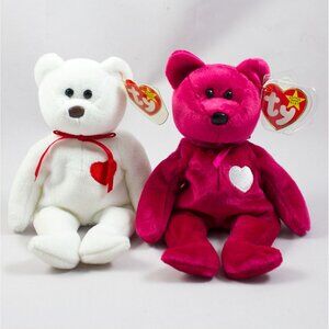 Ty Valentino 1994 with Brown Nose & Valentina 1999 Beanie Babies with Tags